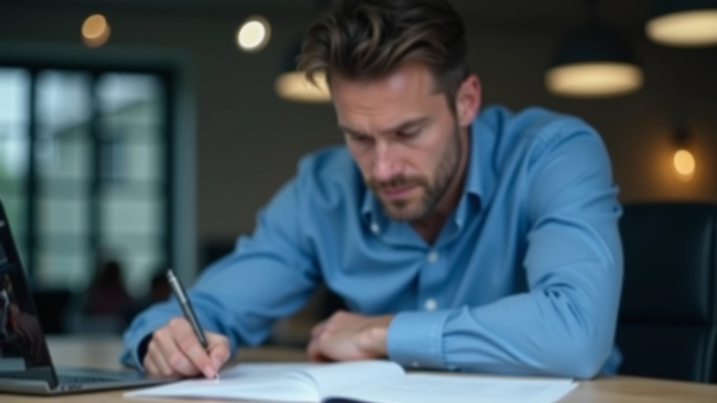 Muž si dělá poznámky do tabulky s finančním plánem, rozhoduje se o výši fondu