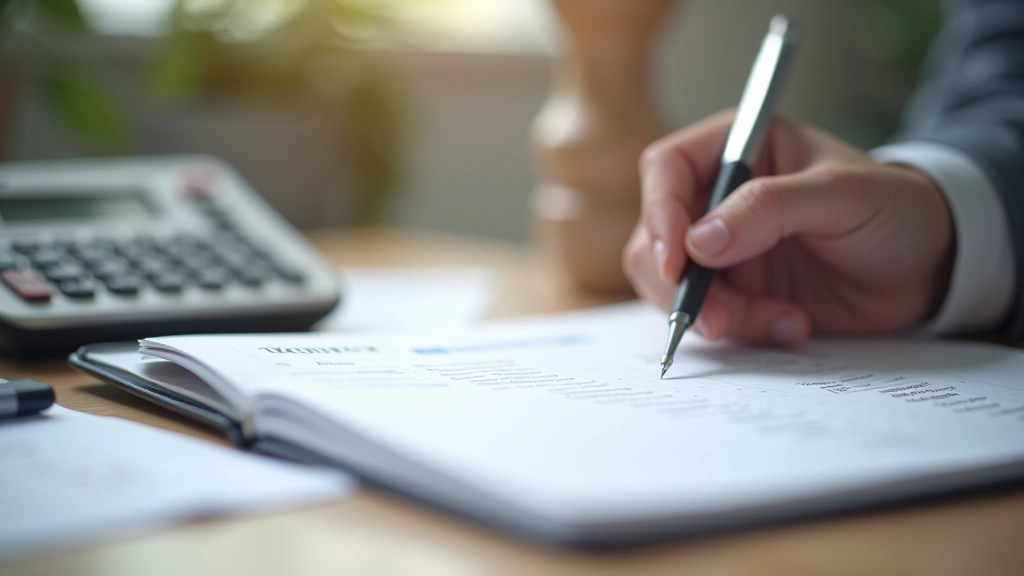 Notebook s tabulkou výpočtu nouzového fondu, kalkulačkou a grafy, znázorňující plánování finanční rezervy