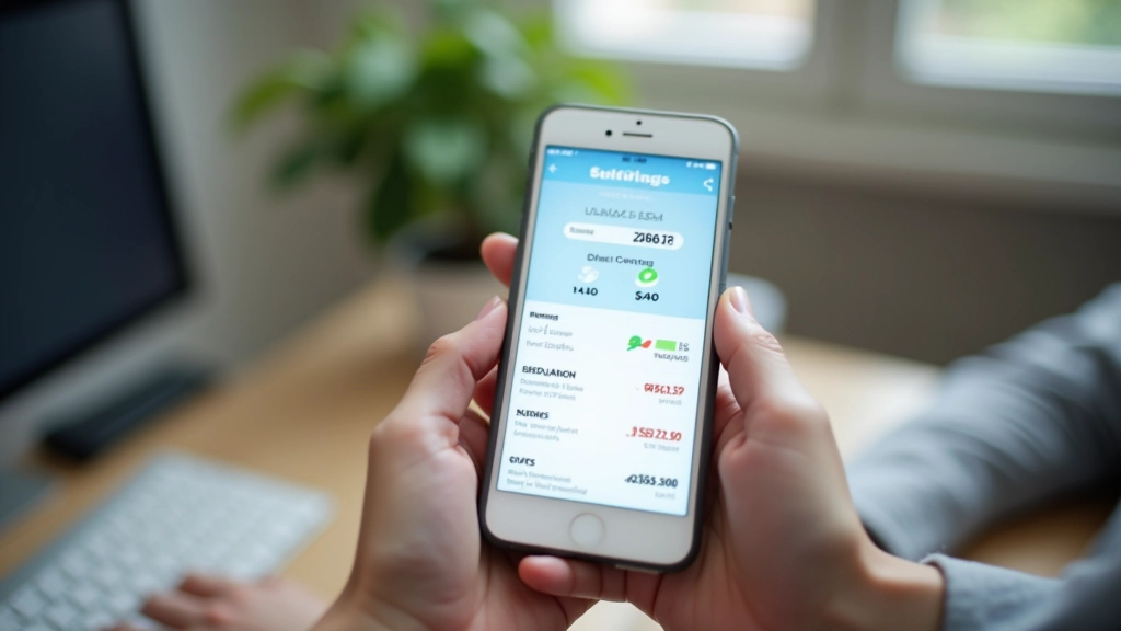 Mobilní aplikace banky na obrazovce, přehled spořicího účtu s úrokem