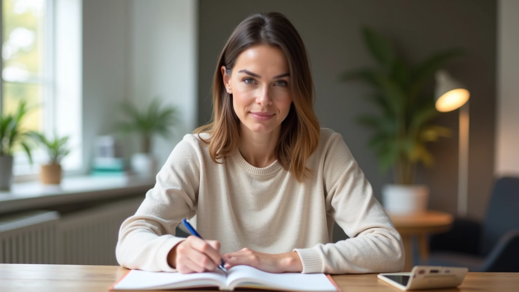 Žena plánuje svůj nouzový fond s tabulkou a kalkulačkou na stole