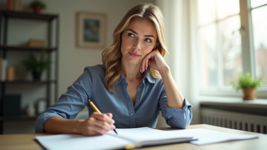 Osoba rozhodující se, zda použít nouzový fond, na papírech se seznamem priorit a možností řešení